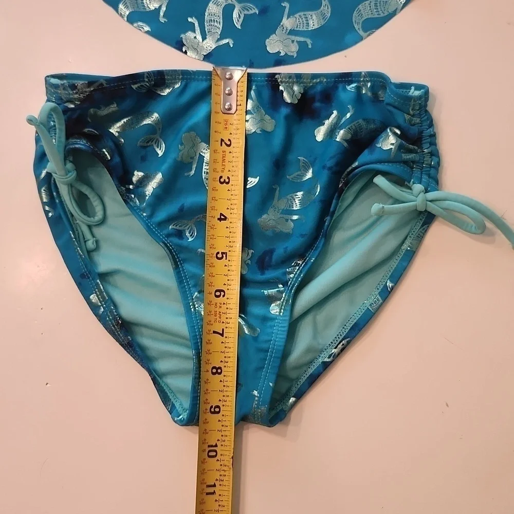 Justice Girls Blue Mermaid Print Two-Piece Swimsuit Bikini Size 10